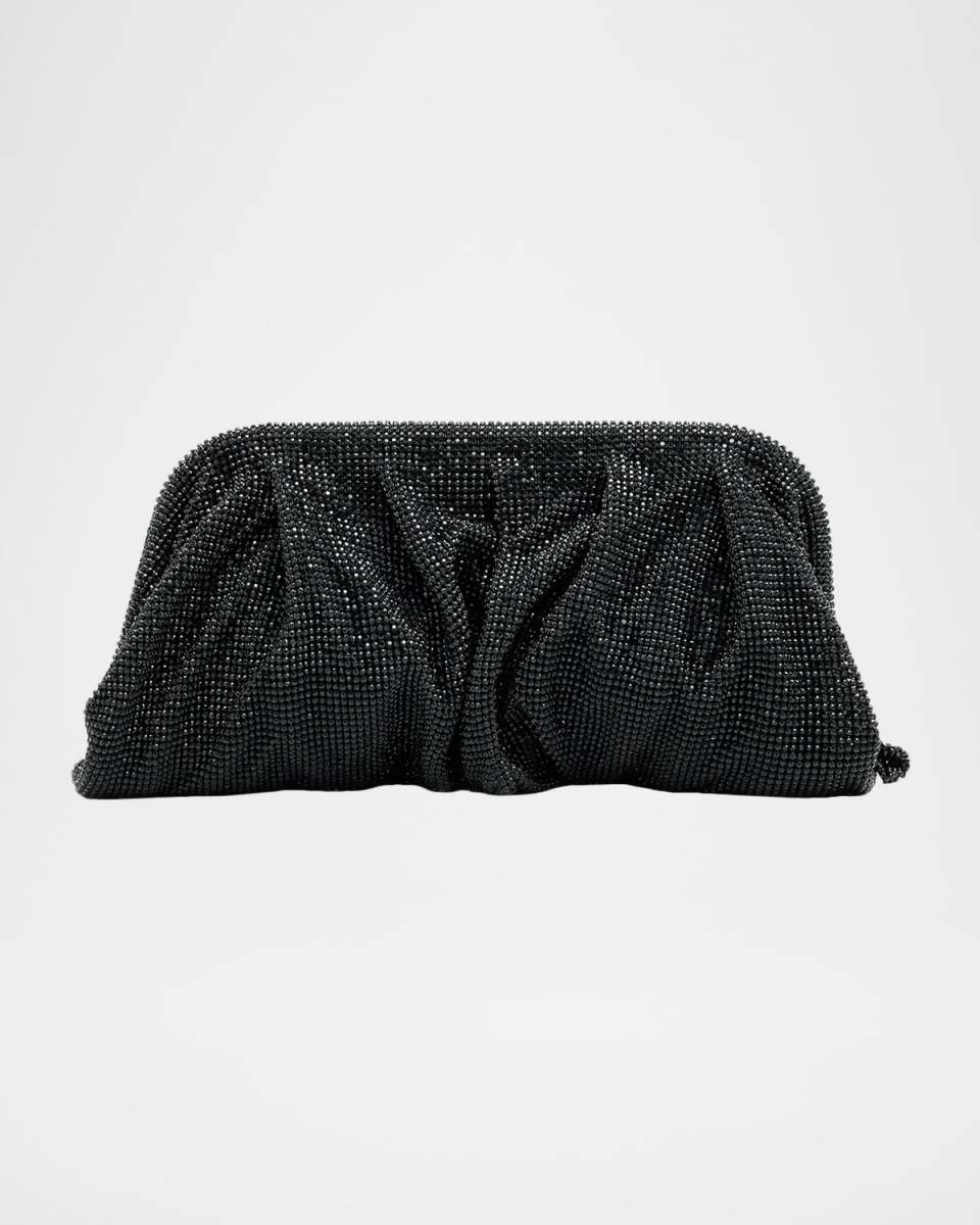 Venus La Grande Ruched Crystal Mesh Clutch Bag